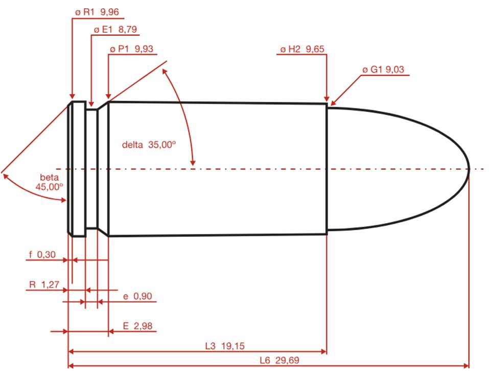 Схема патрона 9 мм