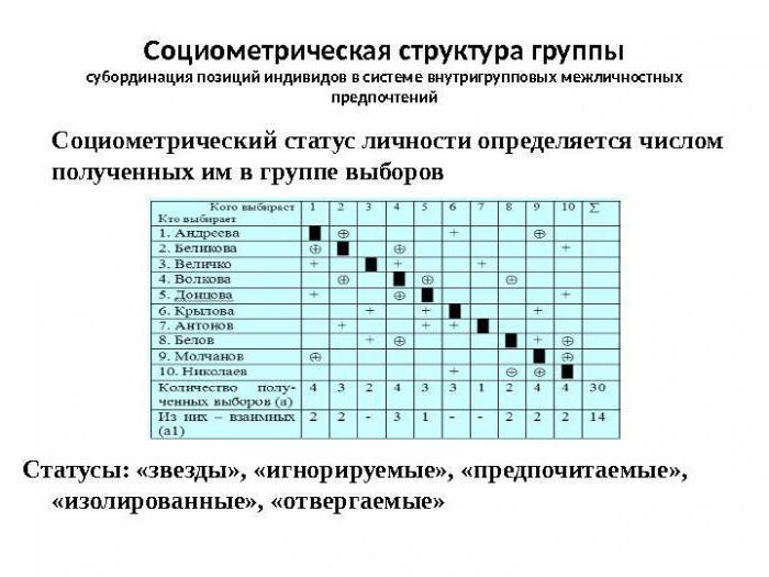 социометрический статус с малой группе