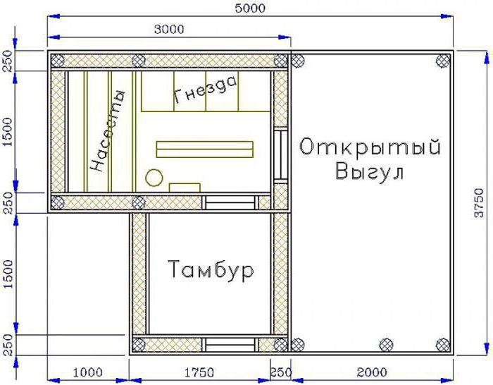 чертеж курятника на 50 кур