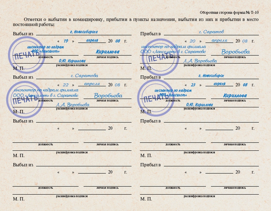 командировочные расходы