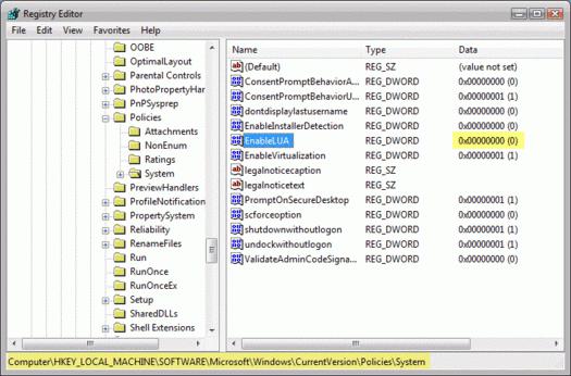 Отключить UAC Windows 8