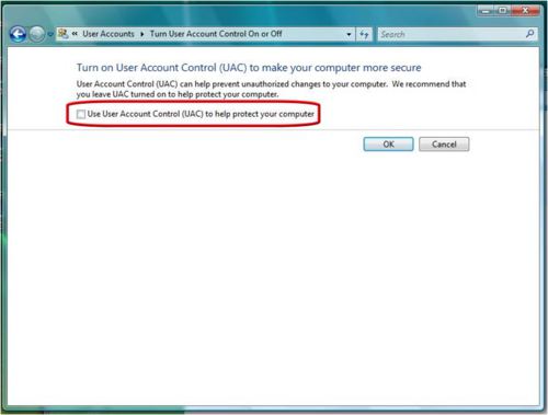 Отключить UAC Vista