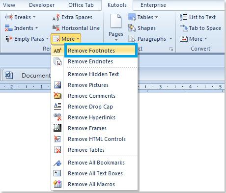 как в ворде убрать сноски