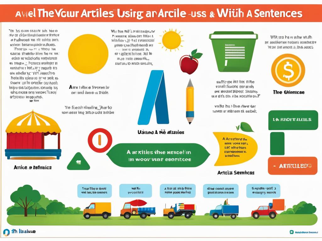 Визуальное руководство по использованию артиклей a, an, the с примерами предложений на английском