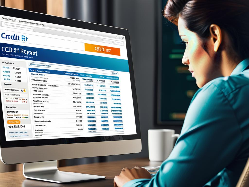 Человек смотрит на экран компьютера, на котором отображена информация из кредитного отчета