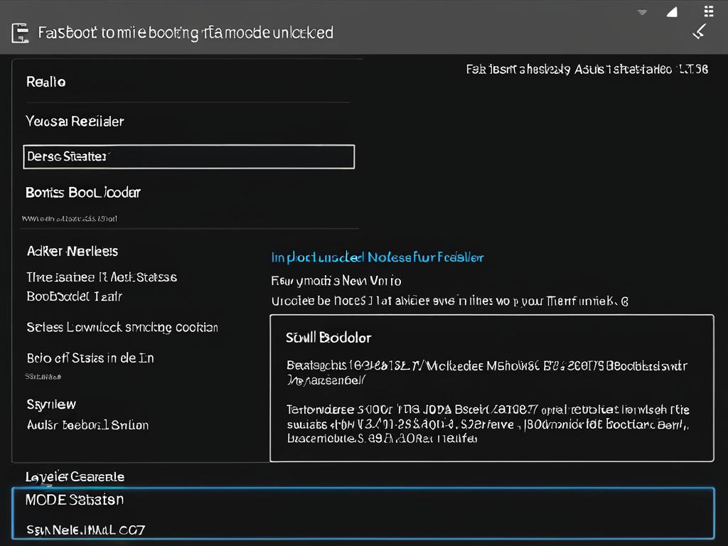 Скриншот режима Fastboot