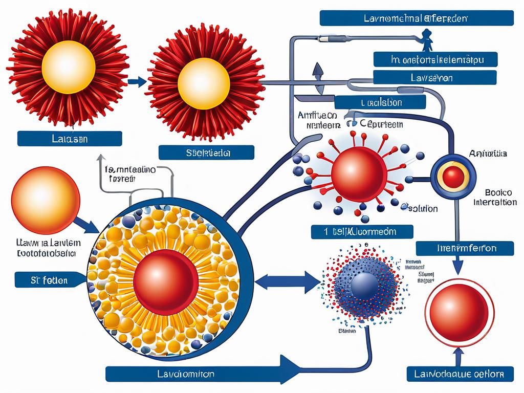 Схема, иллюстрирующая механизм действия препарата Лавомакс, усиливающего продукцию интерферона