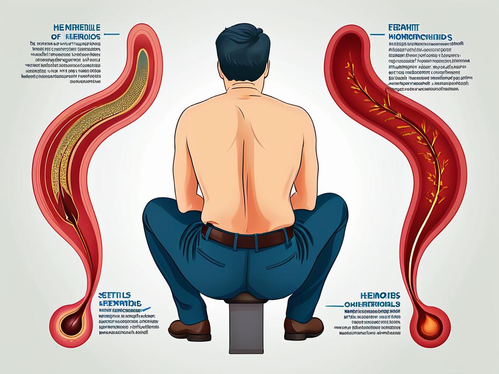 Иллюстрация симптомов наружного геморроя