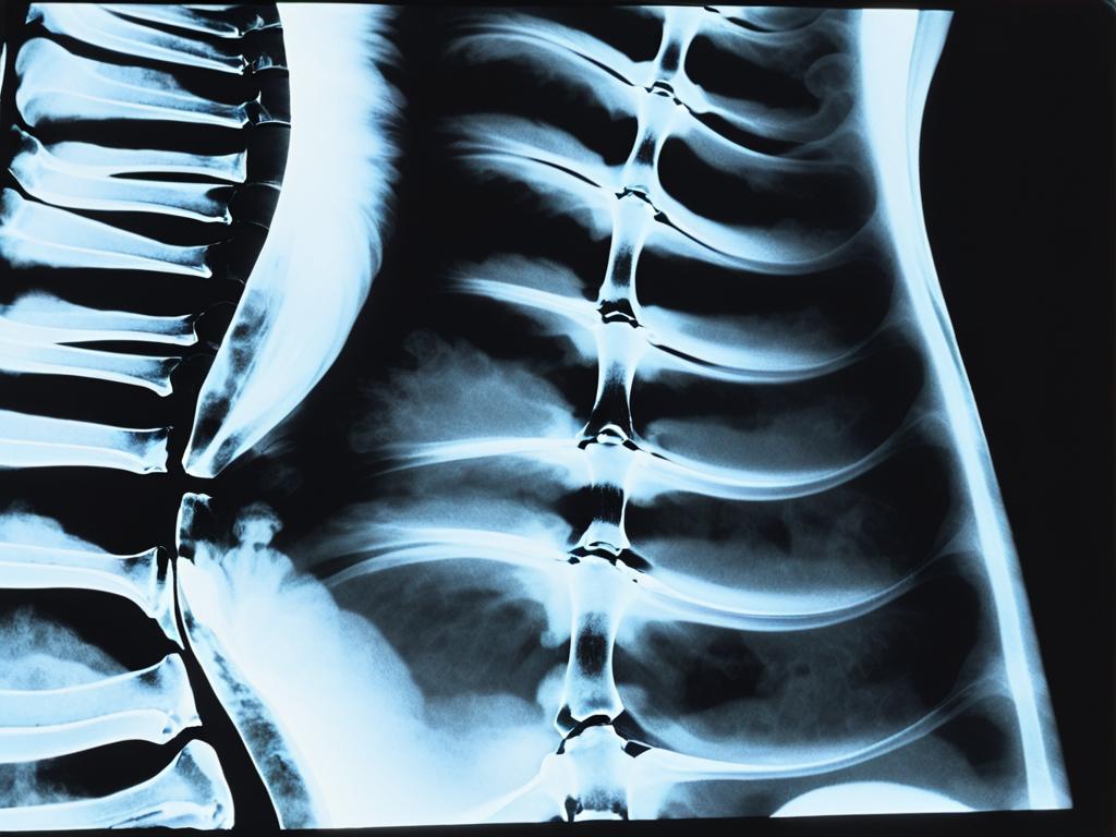 Рентгеновский снимок позвоночника с признаками остеопороза