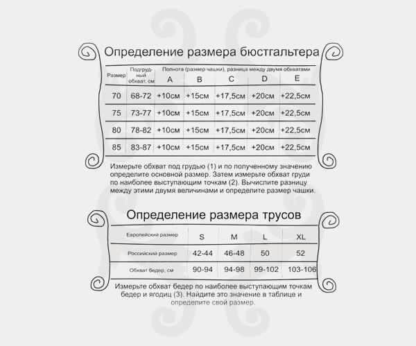 размерная сетка бюстгальтеров инфинити 