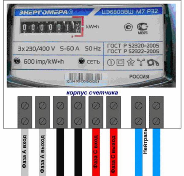подключение трехфазного счетчика энергомера