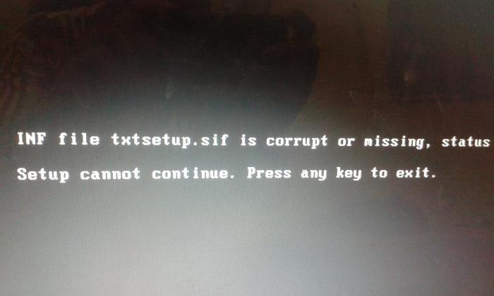 inf файл txtsetup sif испорчен или отсутствует 