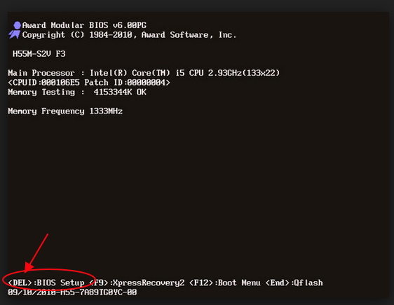 Порядок входа в BIOS