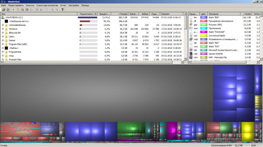 анализ файлов в windirstat