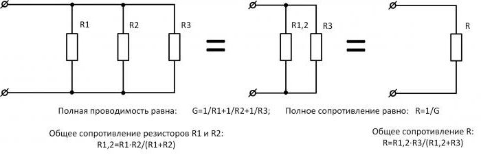 общее сопротивление при параллельном соединении
