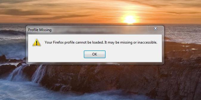 отсутствует профиль firefox