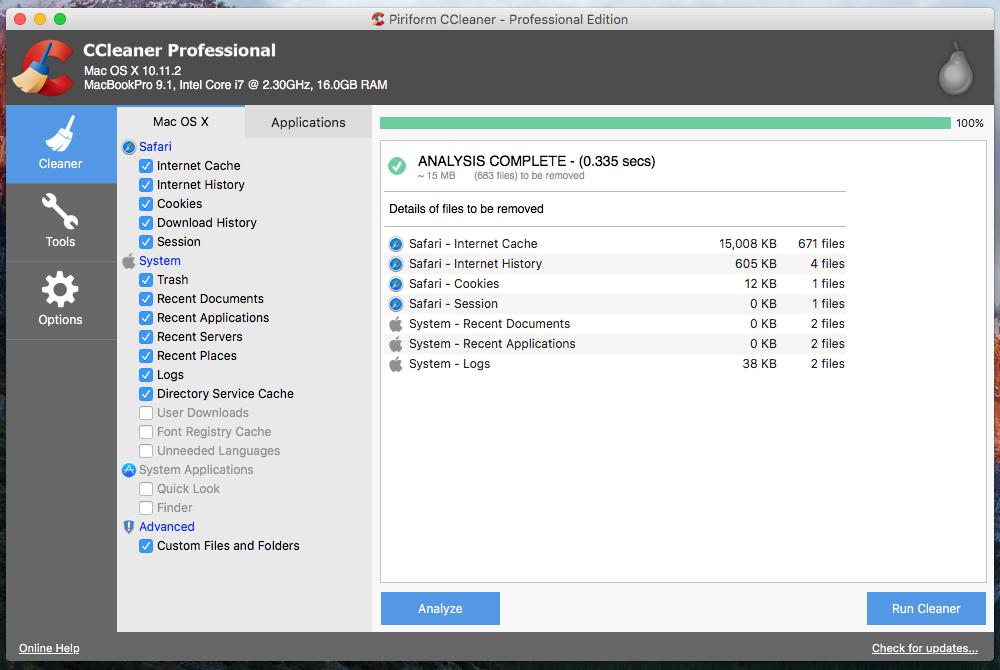 Программа для очистки компьютера CCleaner