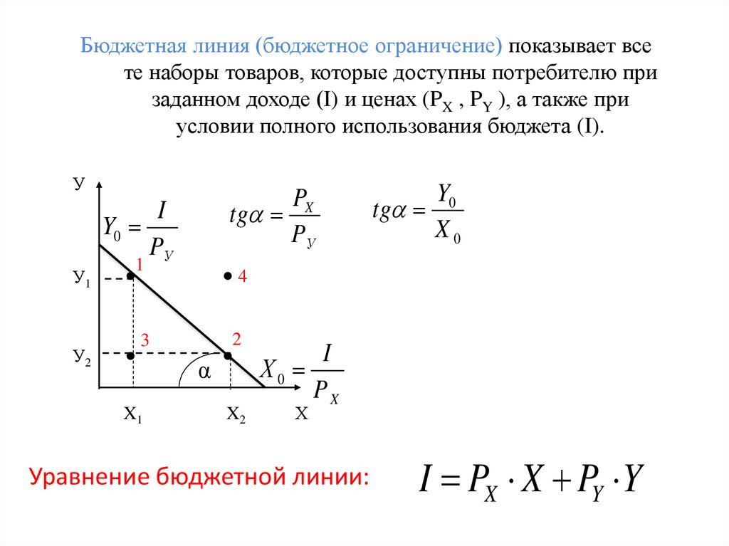 кривые безразличия и бюджетная линия