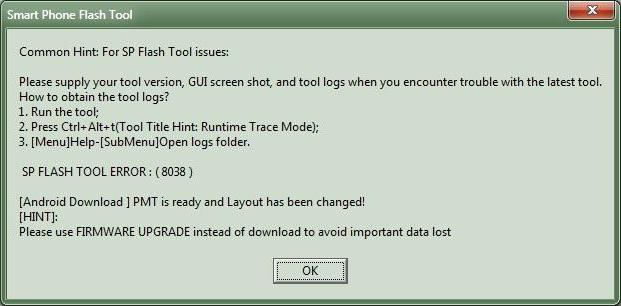 ошибка 8038 flashtool 