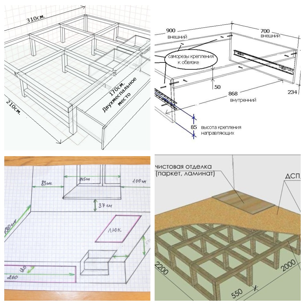 Чертежи для кроватей-подиумов