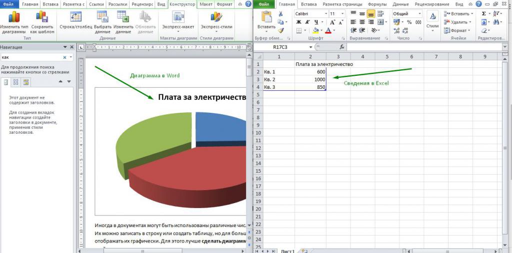 Диаграмма в "Ворде", "Эксель"